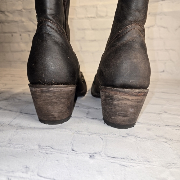 Denver Mountain Boots Studded Dark Brown Leather Women's Boots Size 7 - Picture 6 of 10